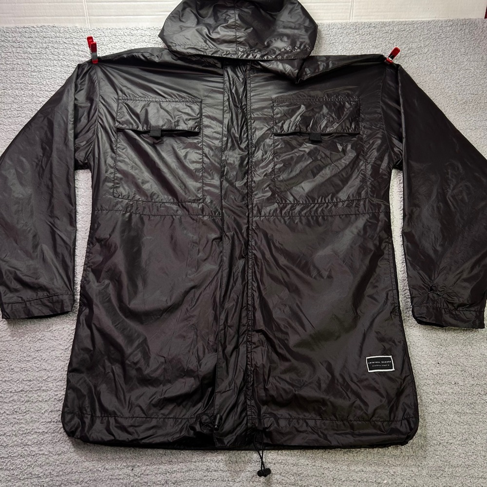 Criminal Damage London Windbreaker Jacket Black M Streetwear Techwear Urban